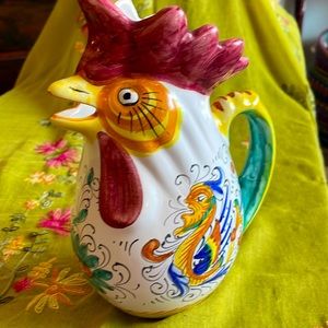 Vintage Rooster Pitcher - Williams Sonoma -Grande Cuisine - Handpainted In Italy